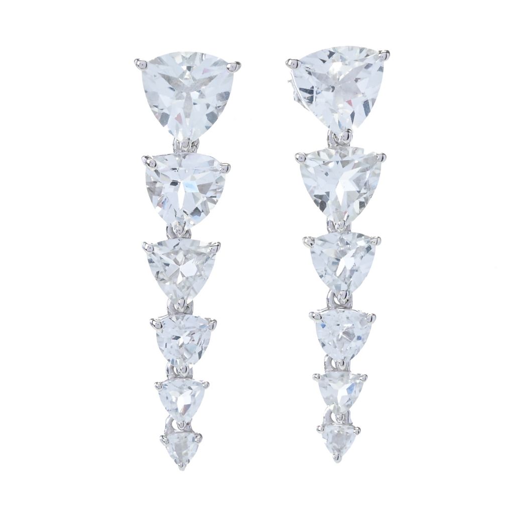 Gem Treasures 11.36ctw Trillion Cut Graduated White Topaz Earrings by Steals