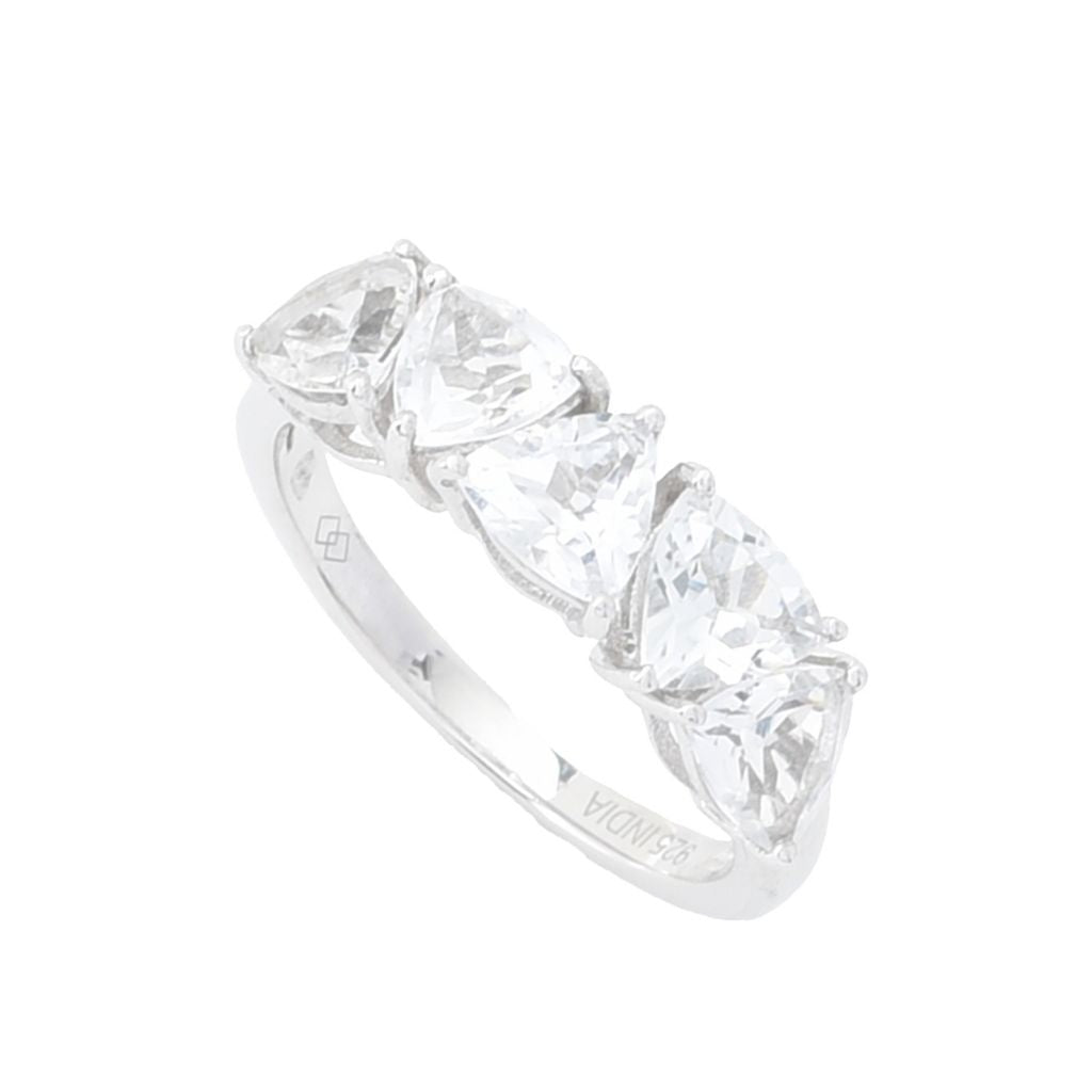 Gem Treasures 2.75ctw Trillion Cut White Topaz 5-Stone Ring by Steals