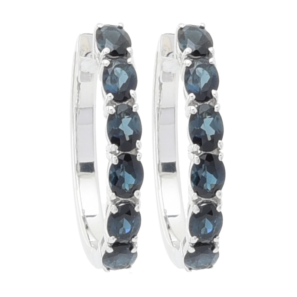 Gem Treasures Sterling Silver 2.04ctw Indicolite 6-Stone Hoop Earrings by Steals