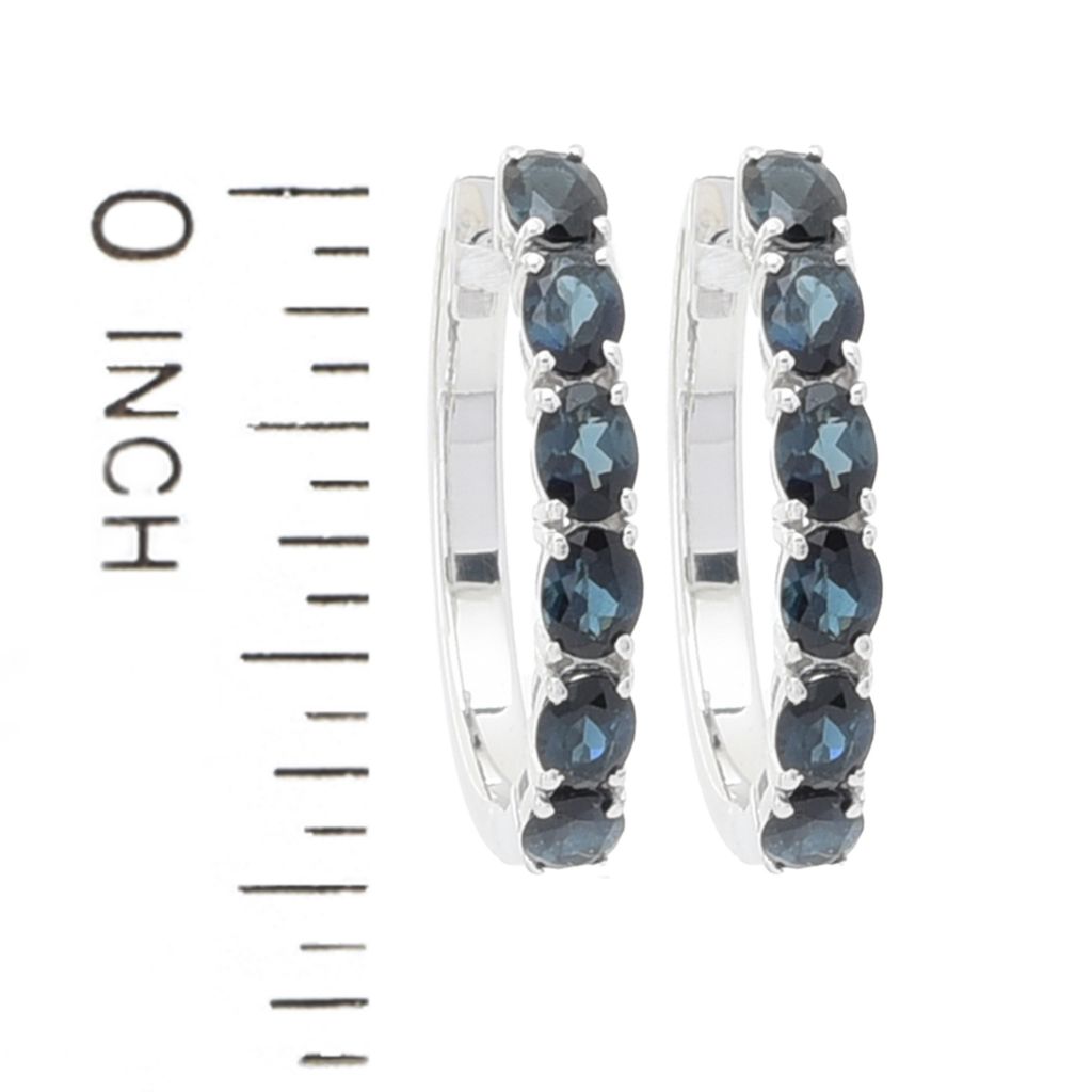 Gem Treasures Sterling Silver 2.04ctw Indicolite 6-Stone Hoop Earrings by Steals