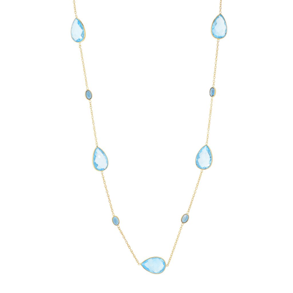 18K Gold Plated 39.10ctw Sky Blue & London Blue Topaz Station Necklace by Steals