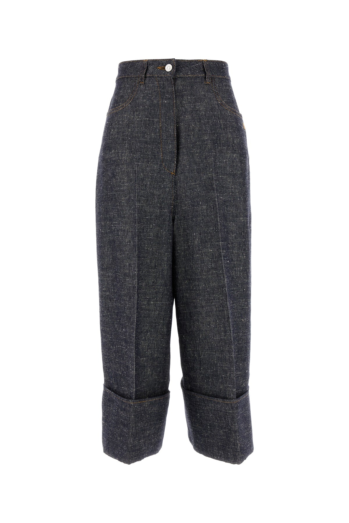 Givenchy Women Denim Blue Linen Blend Palazzo Pant