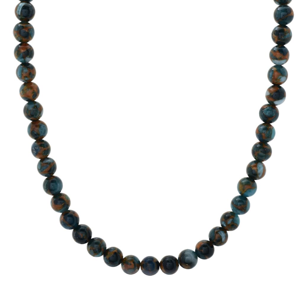 Southwest Elements 8-8.5mm Gemstone Bead & Sterling Silver Navajo Pearl Necklace by Steals