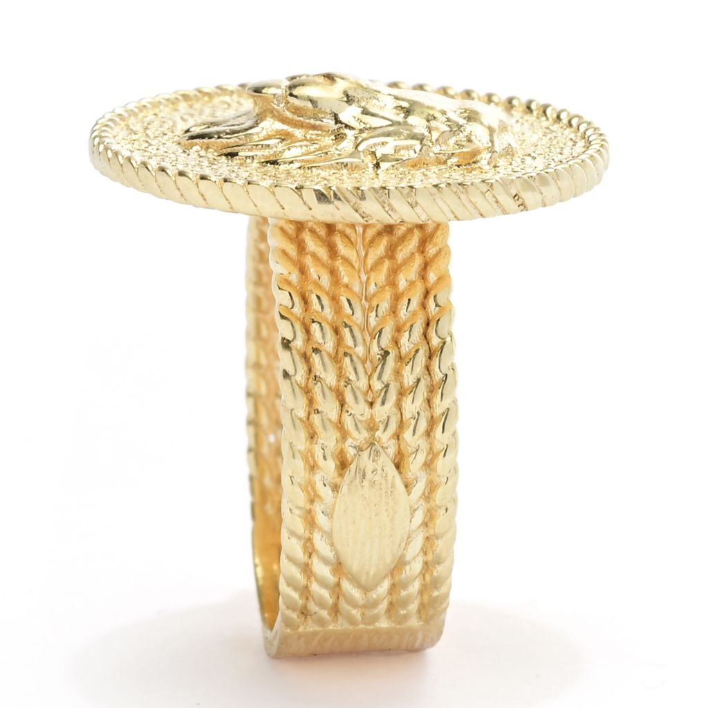 Passport to Turkey Gold Plated Textured & Polished Lion Statement Ring by Steals