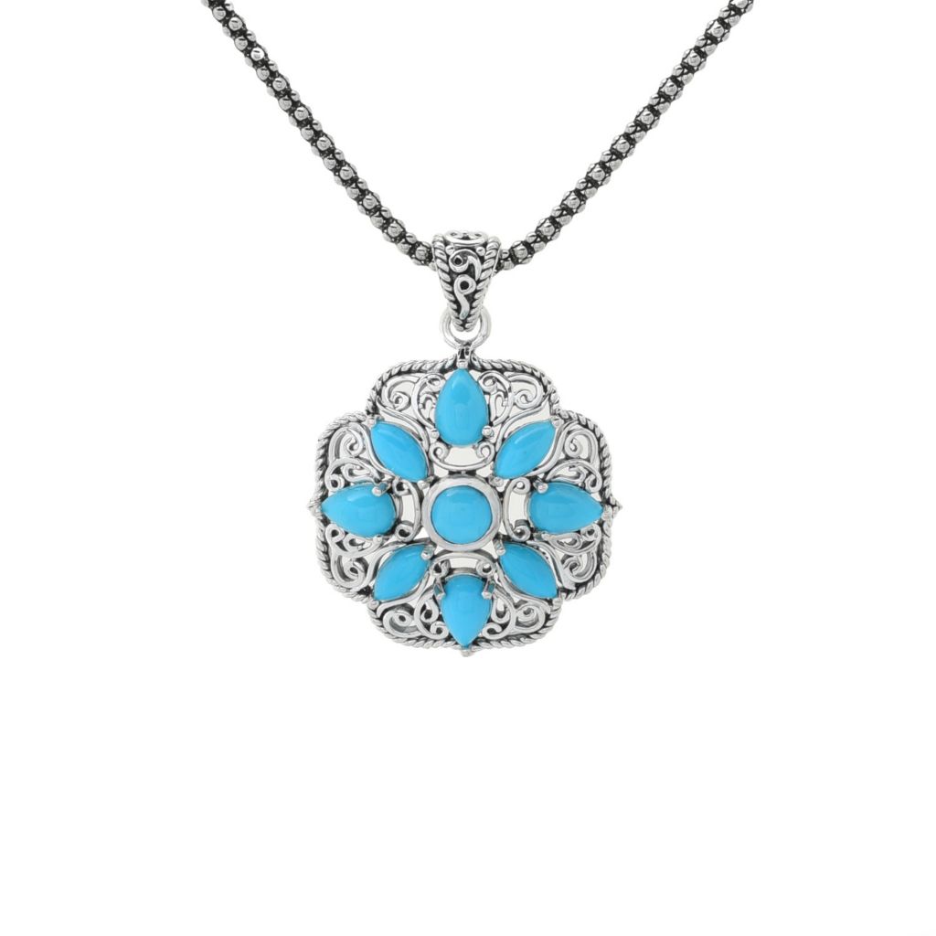 Artisan Silver by Samuel B. Sleeping Beauty Turquoise Pendant w/ Chain by Steals