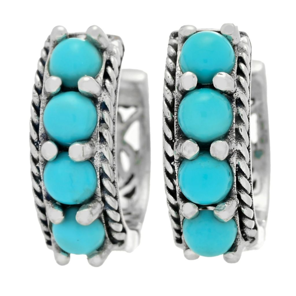 Artisan Silver by Samuel B. Sleeping Beauty Turquoise Hoop Earrings by Steals