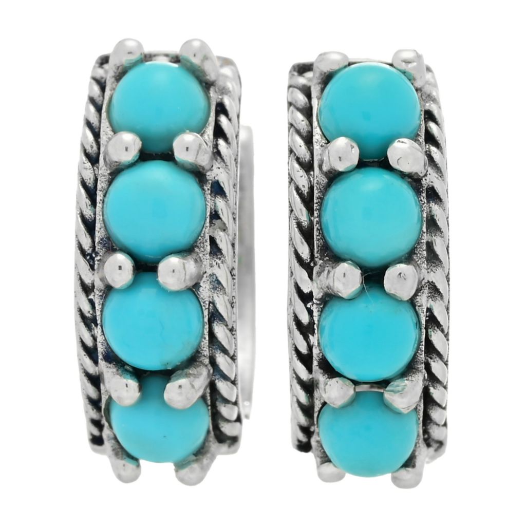 Artisan Silver by Samuel B. Sleeping Beauty Turquoise Hoop Earrings by Steals