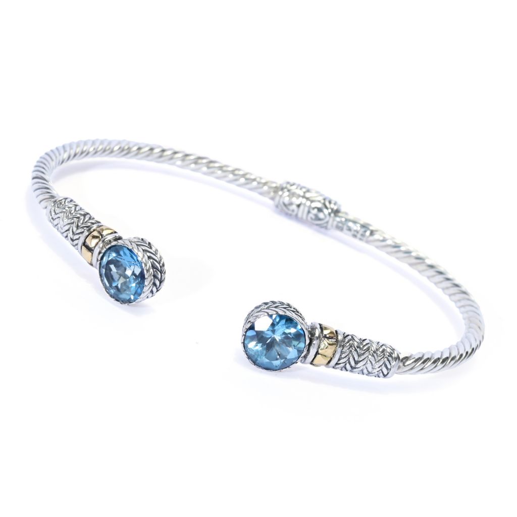 Artisan Silver by Samuel B. Choice of 4.00ctw Topaz Bangle Bracelet by Steals
