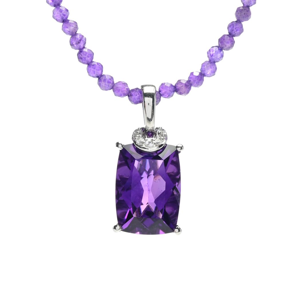 Gem Treasures 14x10mm African Amethyst & Zircon Beaded Necklace by Steals