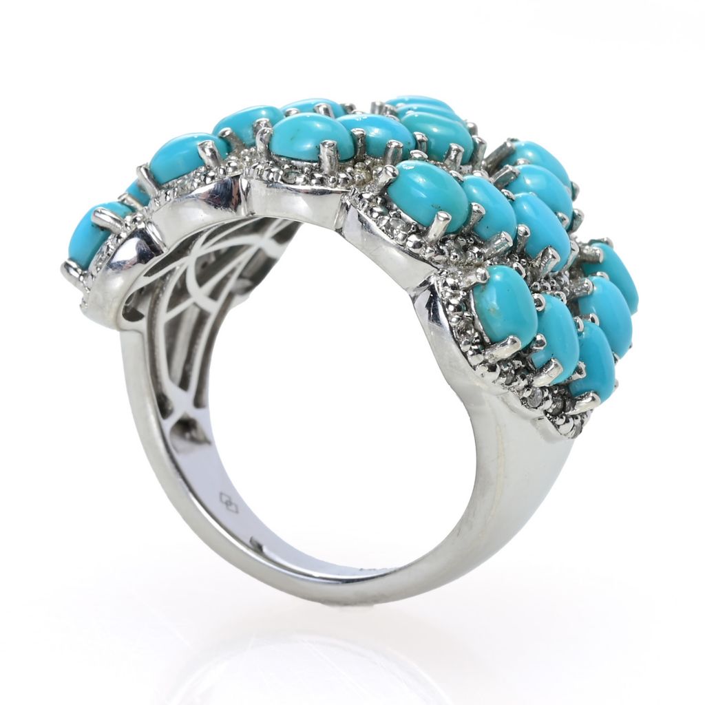 Gem Treasures Sleeping Beauty Turquoise & White Zircon Multi Row Ring by Steals