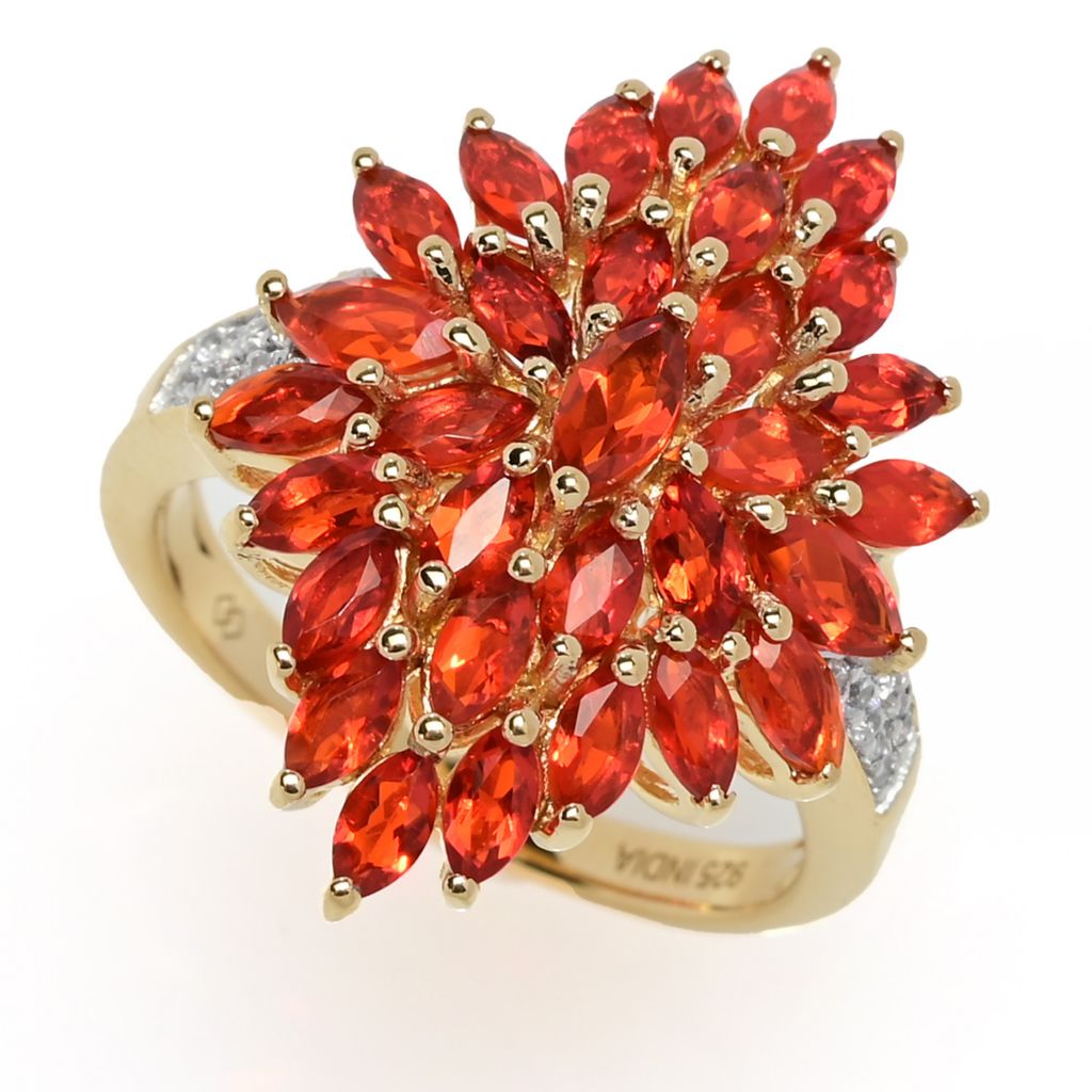 Gem Treasures 2.70ctw Crimson Fire Opal & Zircon Waterfall Ring by Steals
