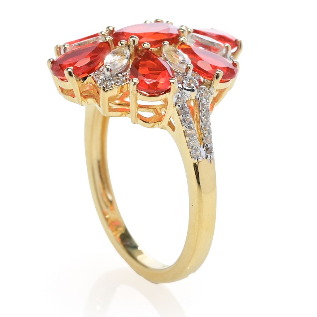 Gem Treasures 2.97ctw Crimson Fire Opal, Topaz & Zircon Ring by Steals