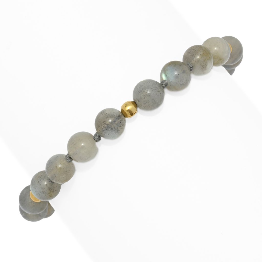 Gem Treasures 18K Vermeil Choice of Gemstone Bead Stretch Bracelet by Steals