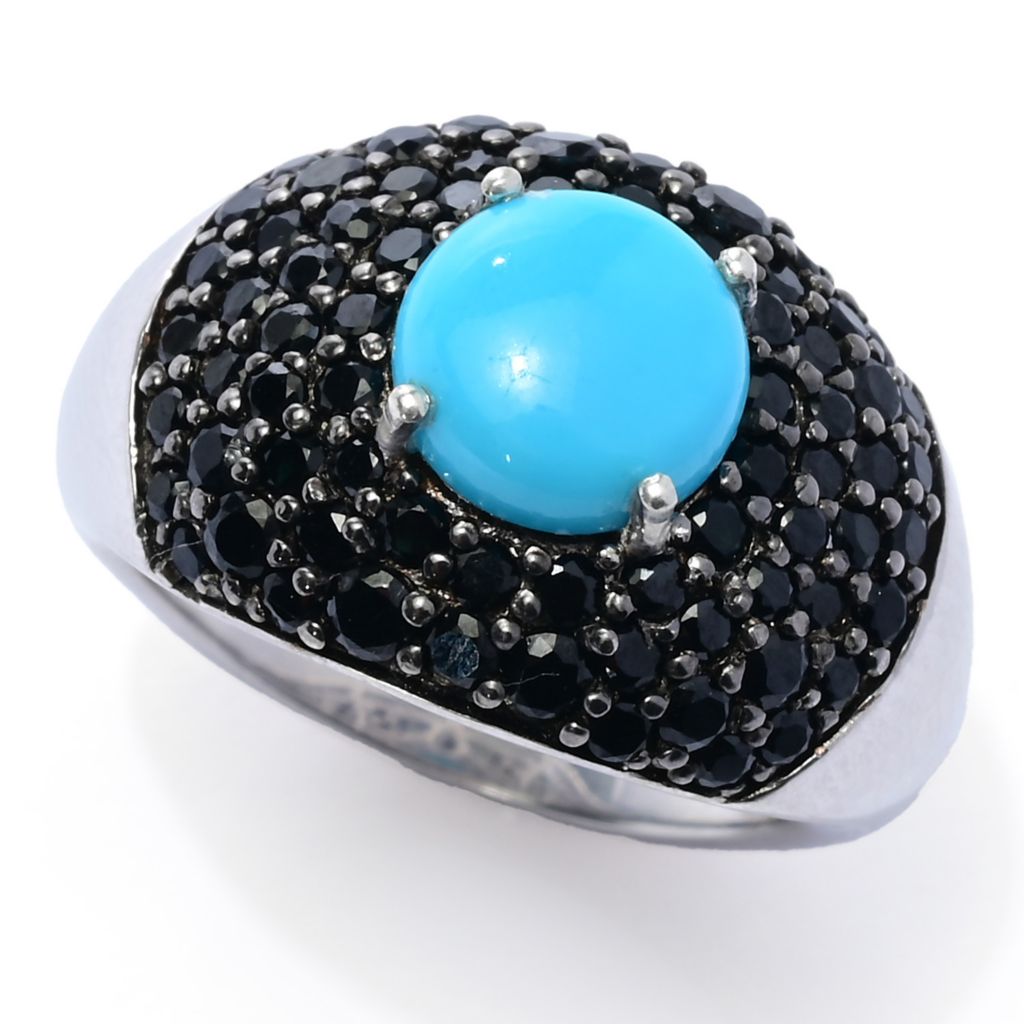 Gem Treasures Sleeping Beauty Turquoise & Pave Gemstone Dome Ring by Steals