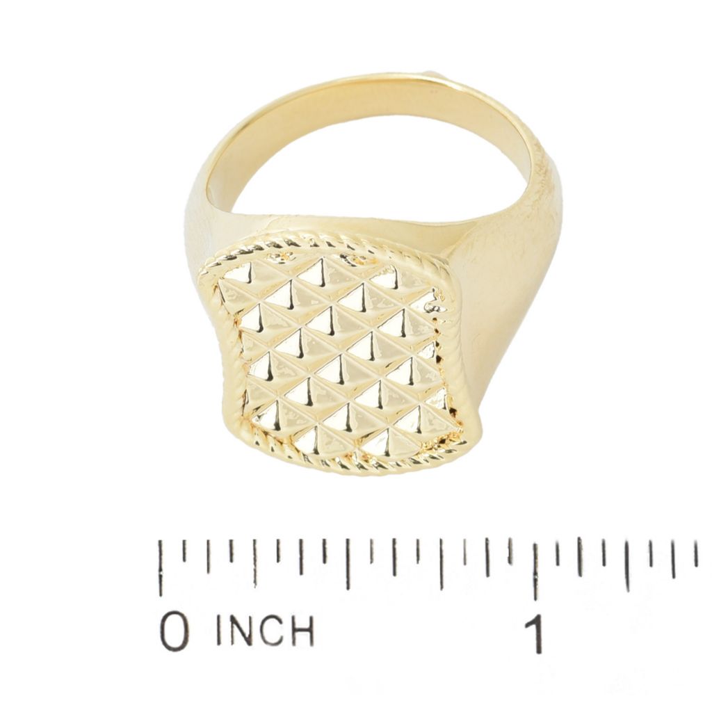 Toscana Italiana 18K Gold Plated Polished & Diamond Cut Shield Ring by Steals