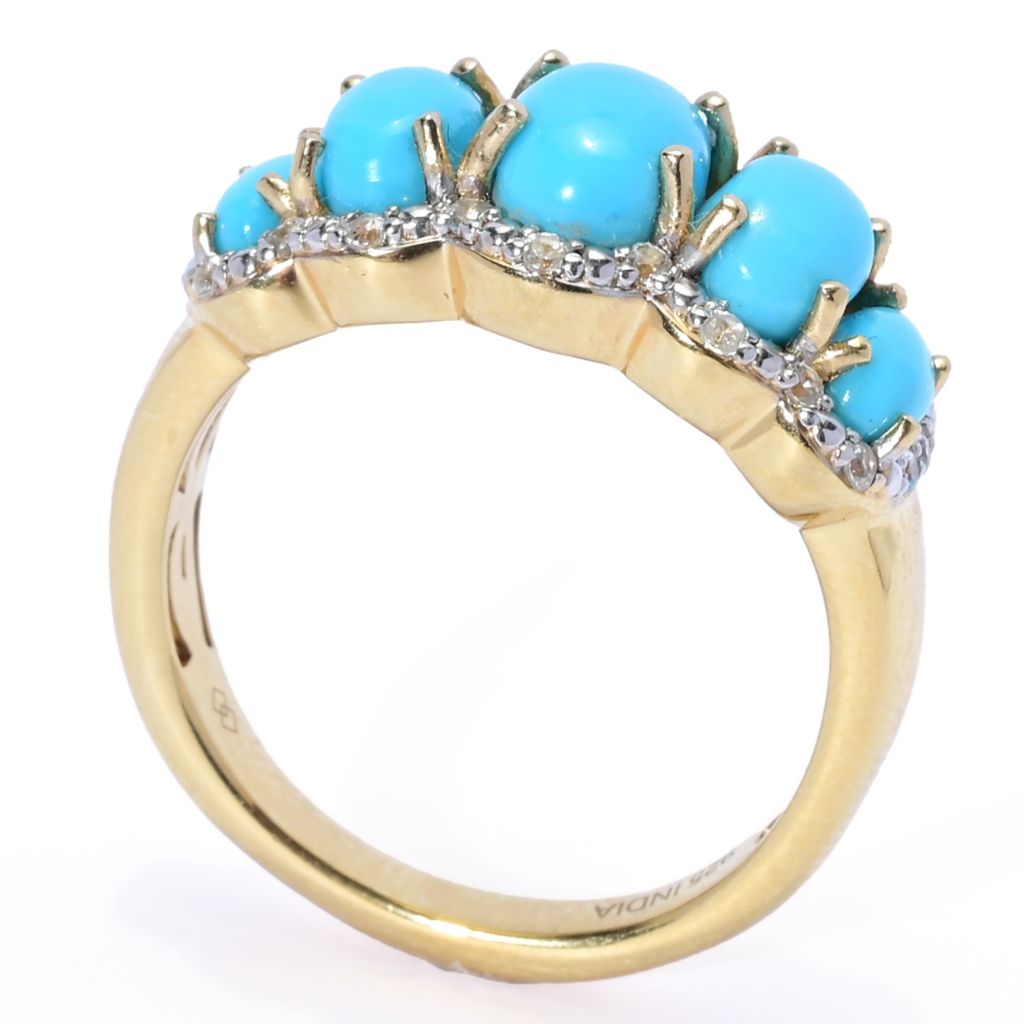 Gem Treasures Sleeping Beauty Turquoise & Zircon 5-Stone Graduated Ring by Steals