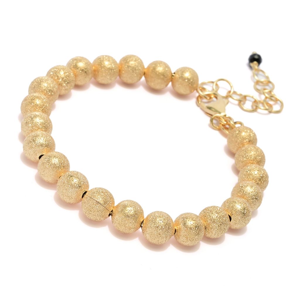 Toscana Italiana 18K Gold Plated Choice of Finish & Size 8mm Beaded Bracelet by Steals