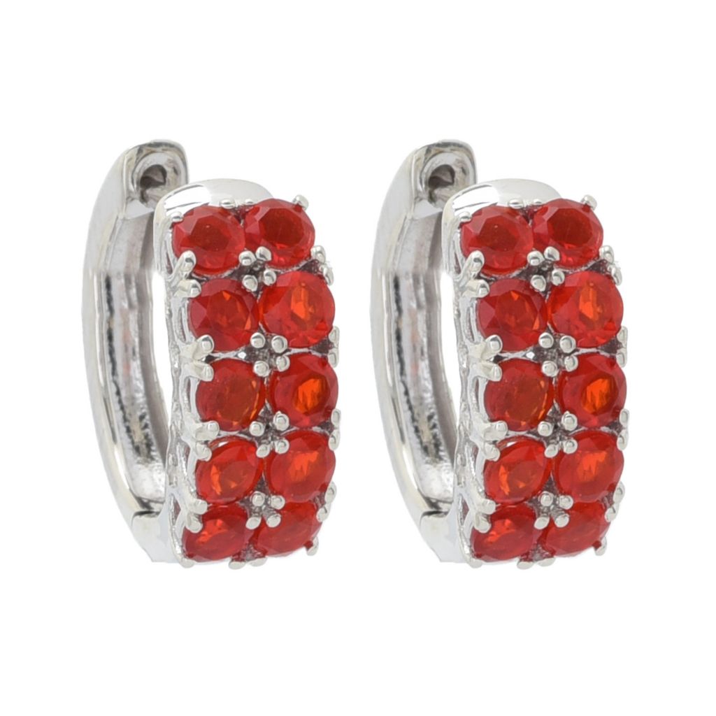 Gem Treasures 1.88ctw Crimson Fire Opal & Zircon Hoop Earrings by Steals