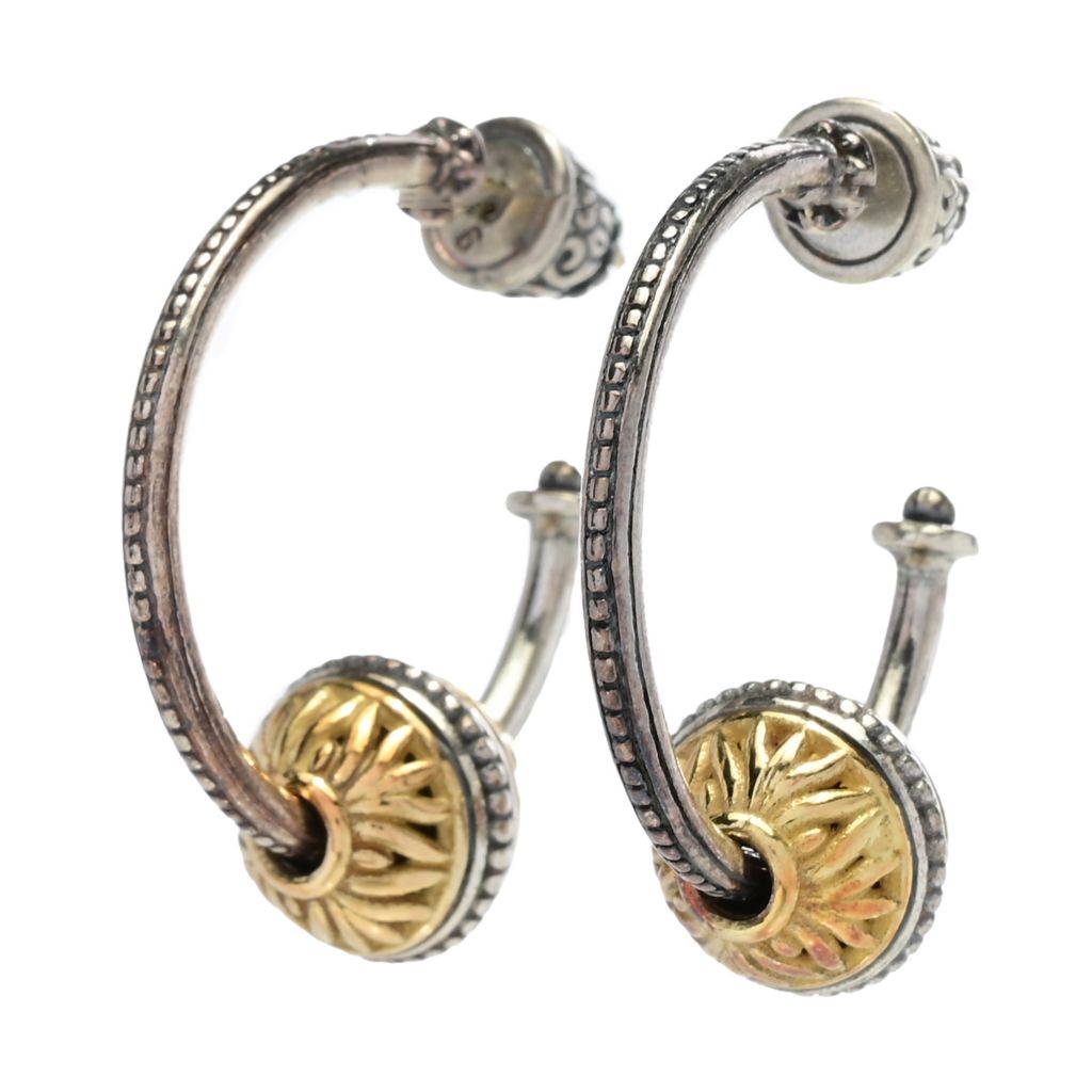 Konstantino 18K Gold Accented Polished Bead 1" Huggie Hoop Earrings by Steals