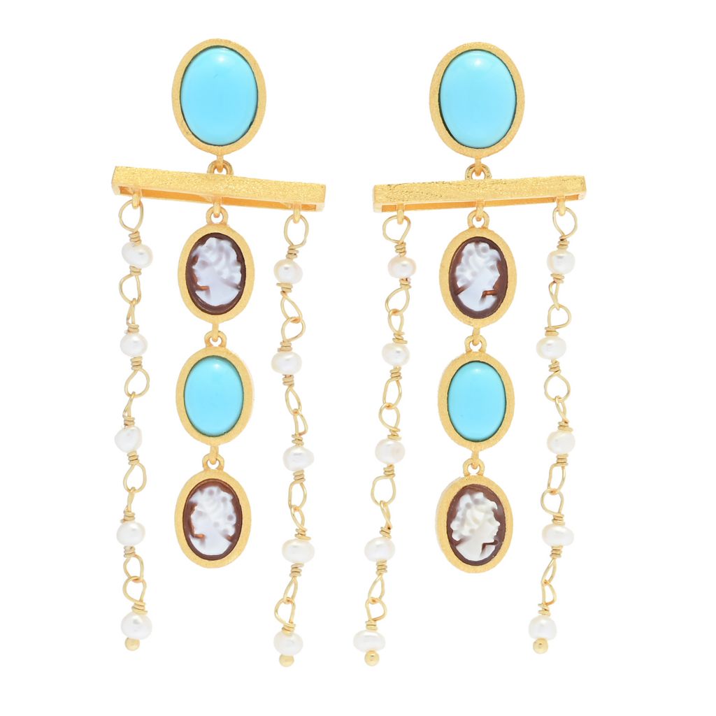 Cameo Italiano "Anastasia" Cameo, Choice of Gem & Cultured Pearl Earrings by Steals