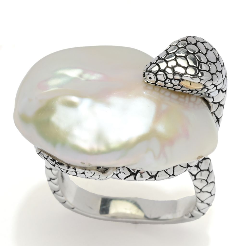 Artisan Silver by Samuel B. Baroque Cultured Pearl Snake Ring by Steals