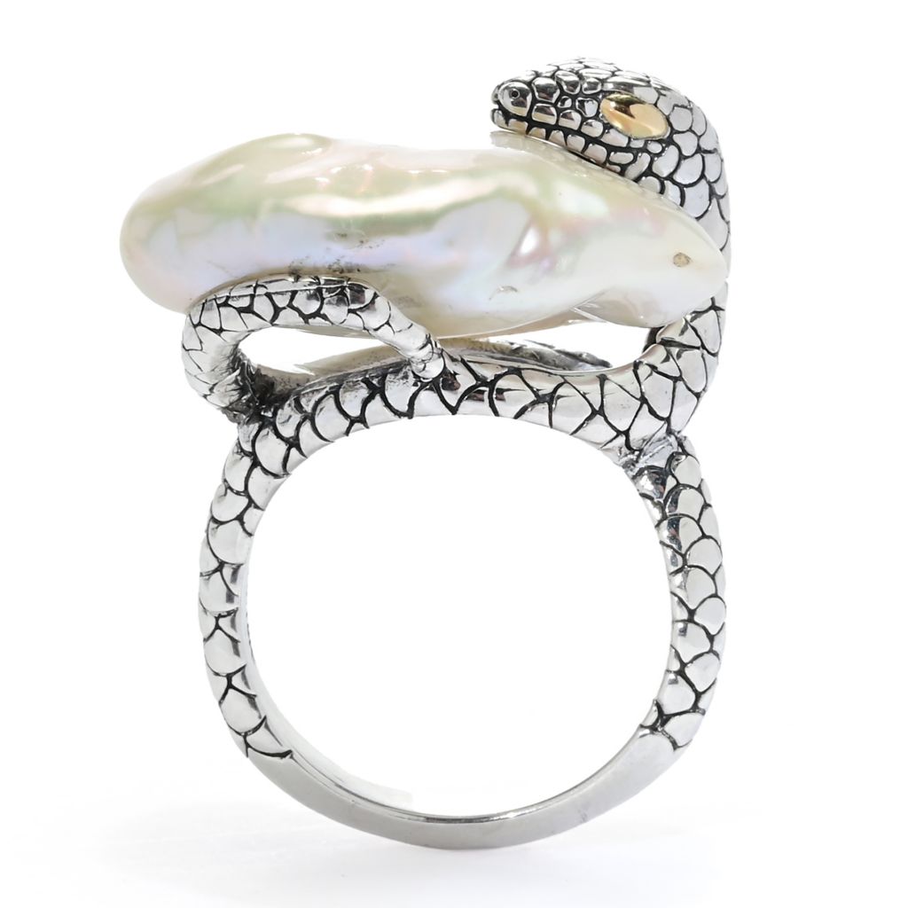 Artisan Silver by Samuel B. Baroque Cultured Pearl Snake Ring by Steals