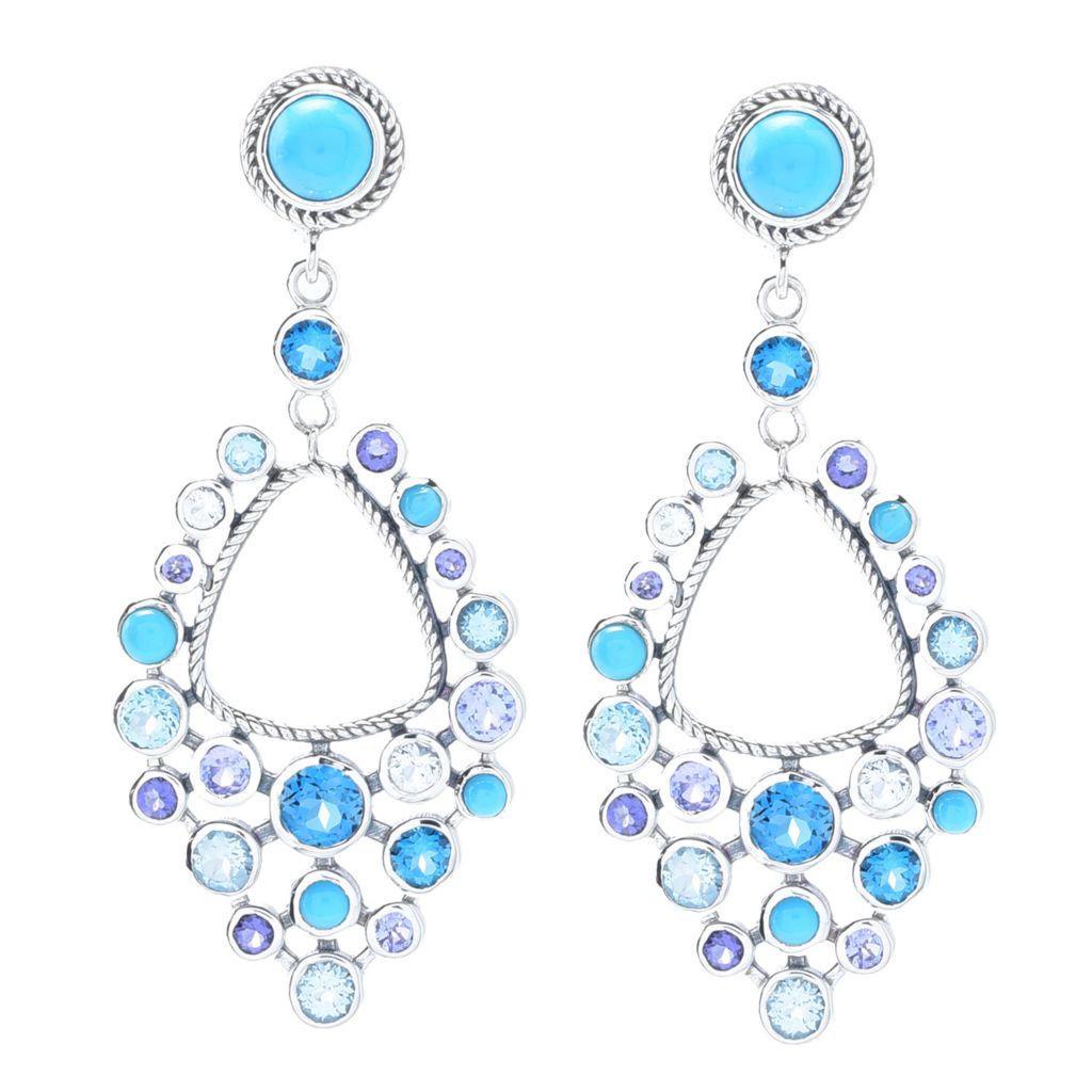 Artisan Silver By Samuel B. Blue Multi Gemstone Drop Earrings by Steals