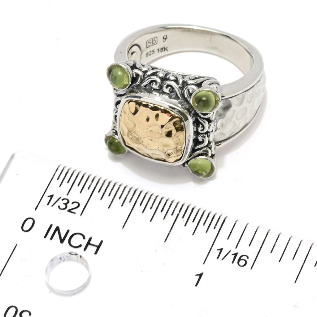 Artisan Silver by Samuel B. 18K Gold Accented Choice of Gem Cabochon Ring by Steals
