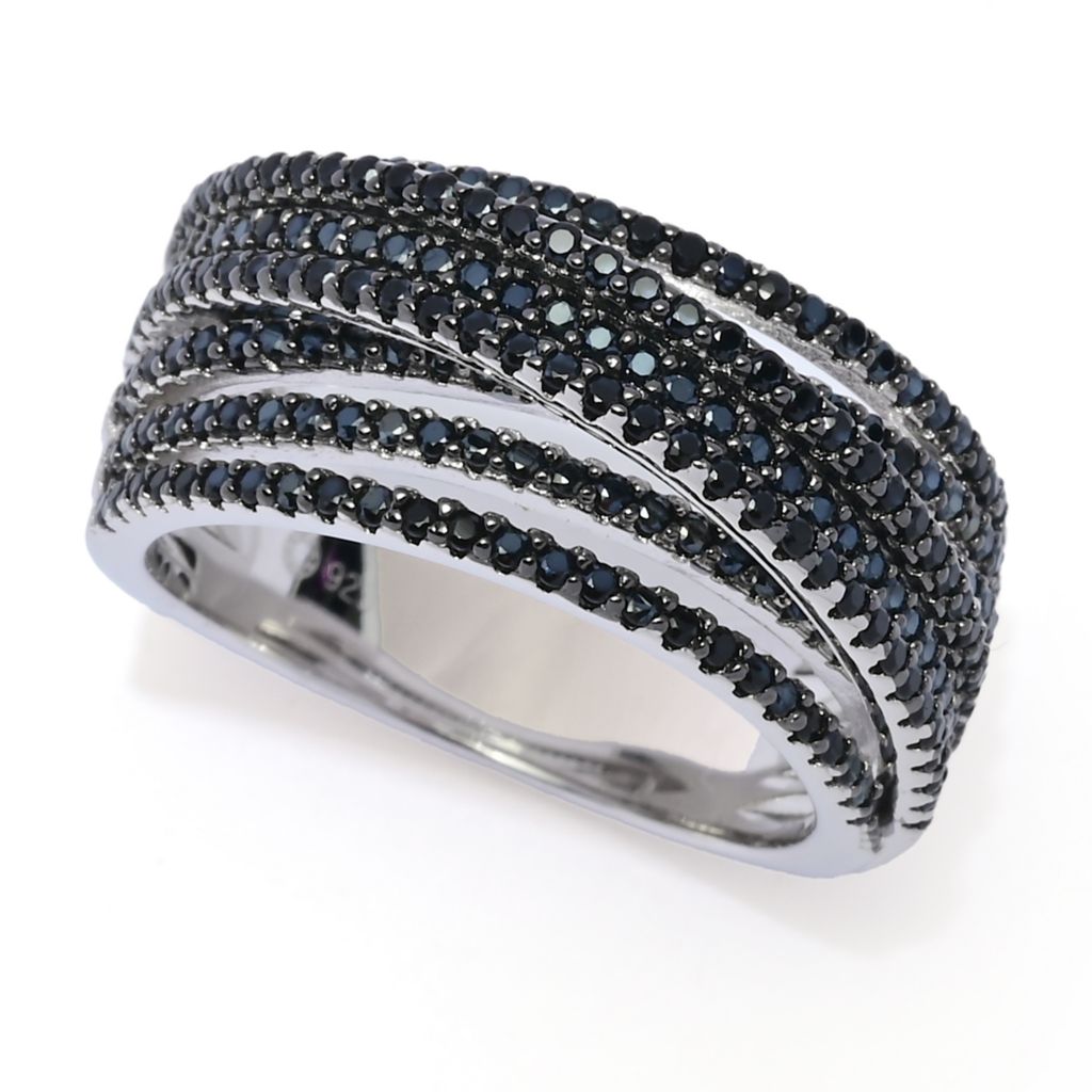 Platinum Plated Choice of Black Spinel or Zircon Highway Ring by Steals