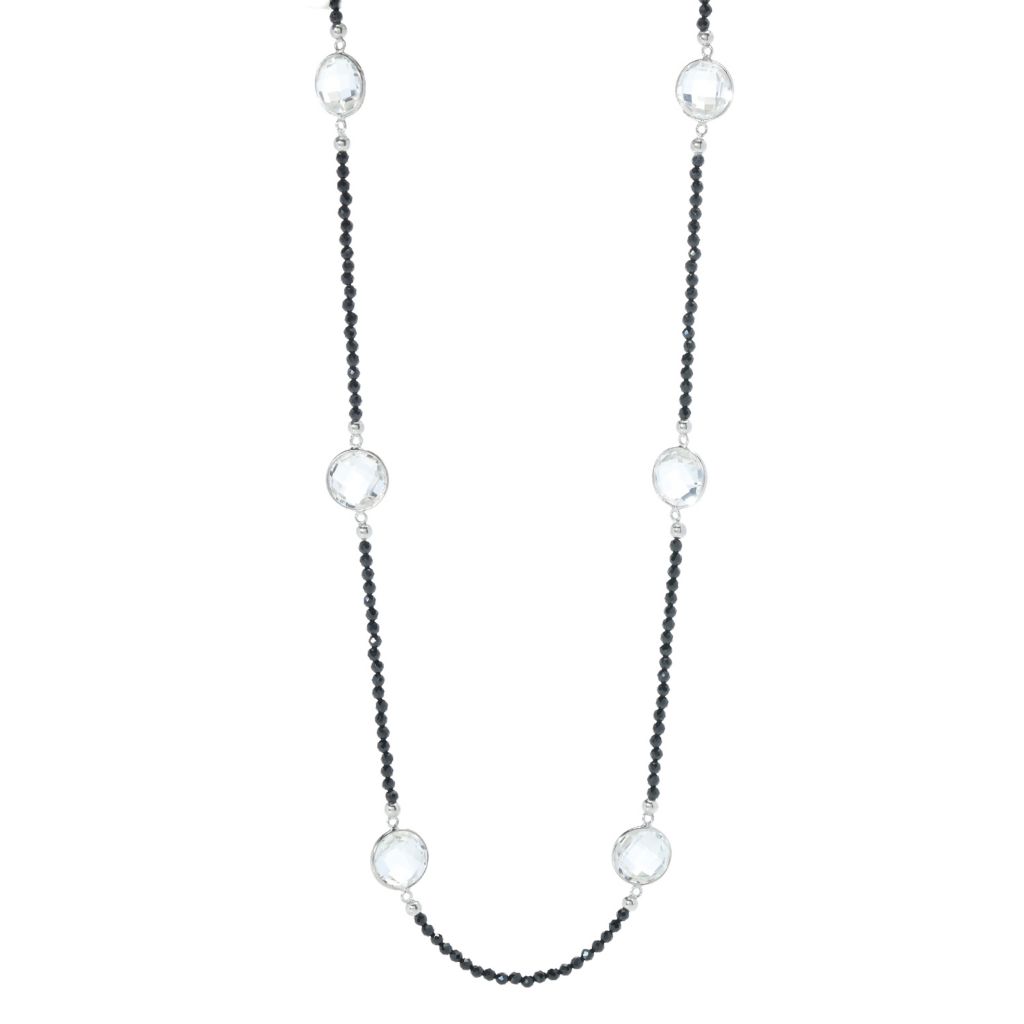 Platinum Plated 37.50ctw White Topaz & Black Spinel Necklace by Steals