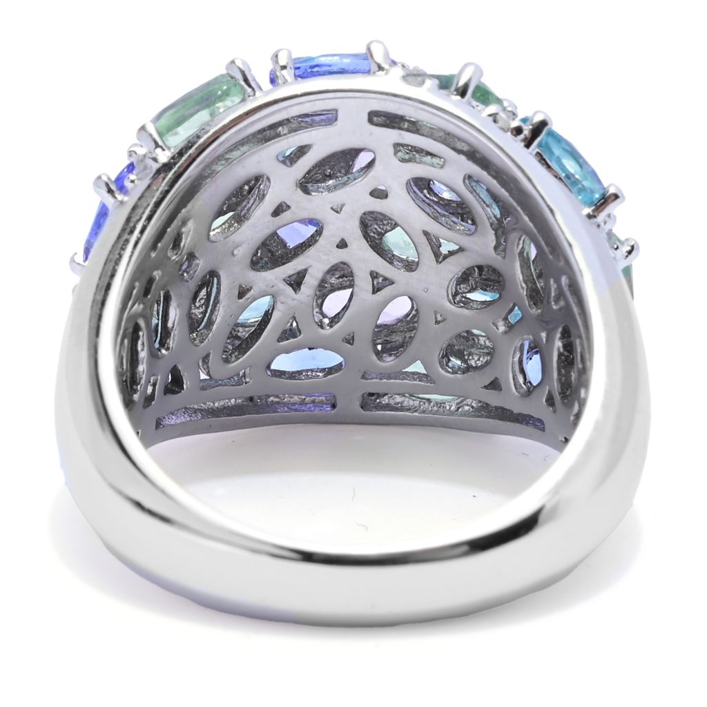 Platinum Plated "Shades of Spring" 6.43ctw Multi Gemstone Cluster Ring by Steals