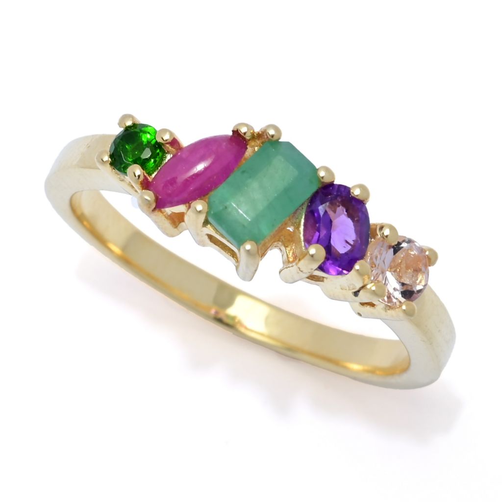 18K Gold Plated Choice of Gemstone "Peace" or "Dream" Acrostic Ring by Steals