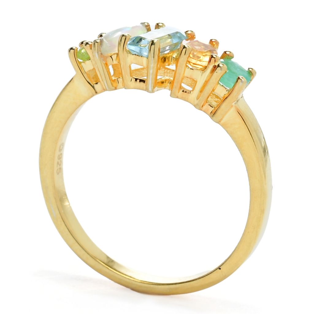 18K Gold Plated Choice of Gemstone "Peace" or "Dream" Acrostic Ring by Steals