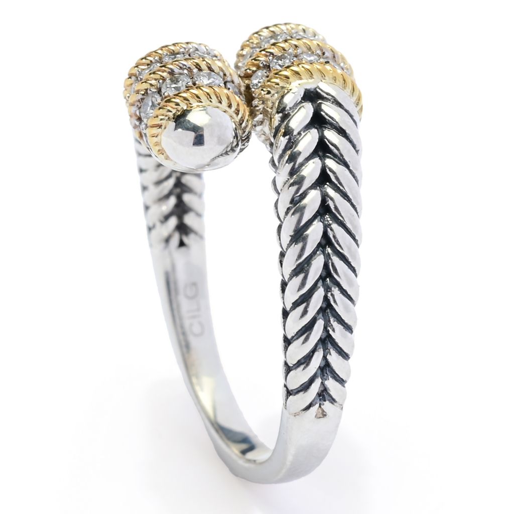 Melodia Diamonds 18K Vermeil 0.24ctw Round Lab Grown Diamond Bypass Ring by Steals