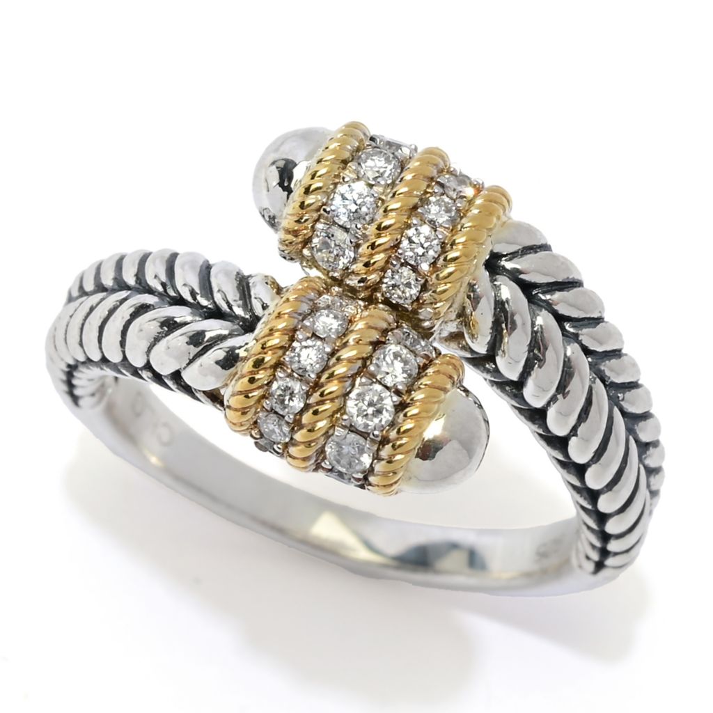 Melodia Diamonds 18K Vermeil 0.24ctw Round Lab Grown Diamond Bypass Ring by Steals