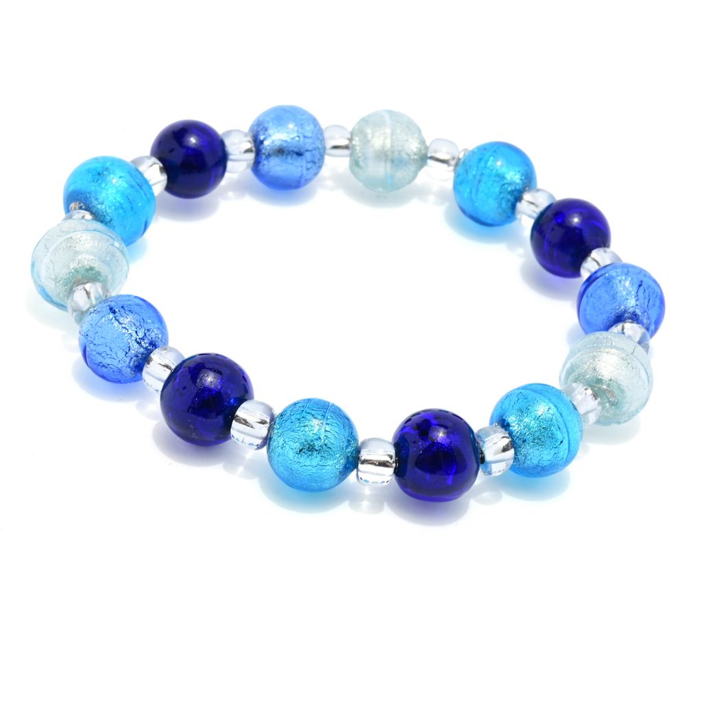 Il Murano di Francesca Choice of Color Murano Glass Bead Stretch Bracelet by Steals