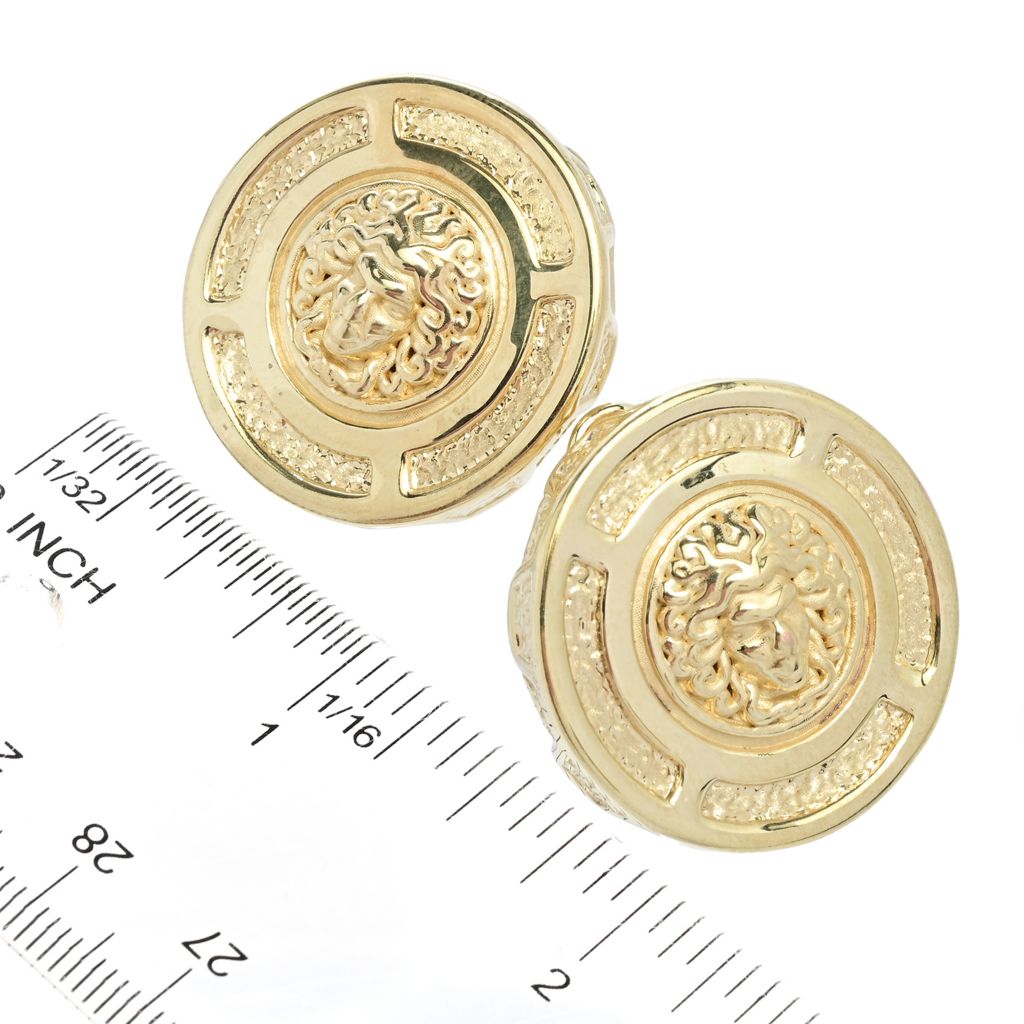 Graziella 23K Gold Plated Electroform Medusa Coin Stud Earrings by Steals