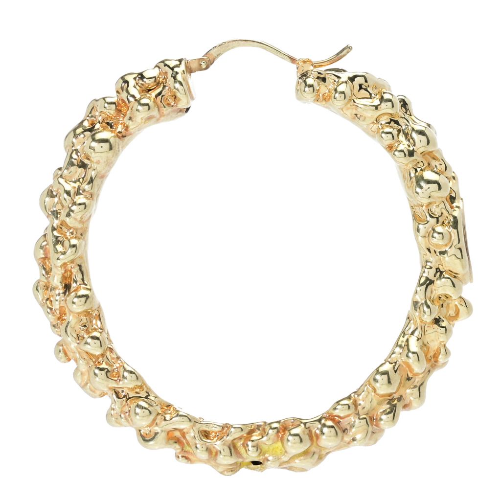 Graziella 23K Gold Plated Electroform Textured Hoop Earrings by Steals
