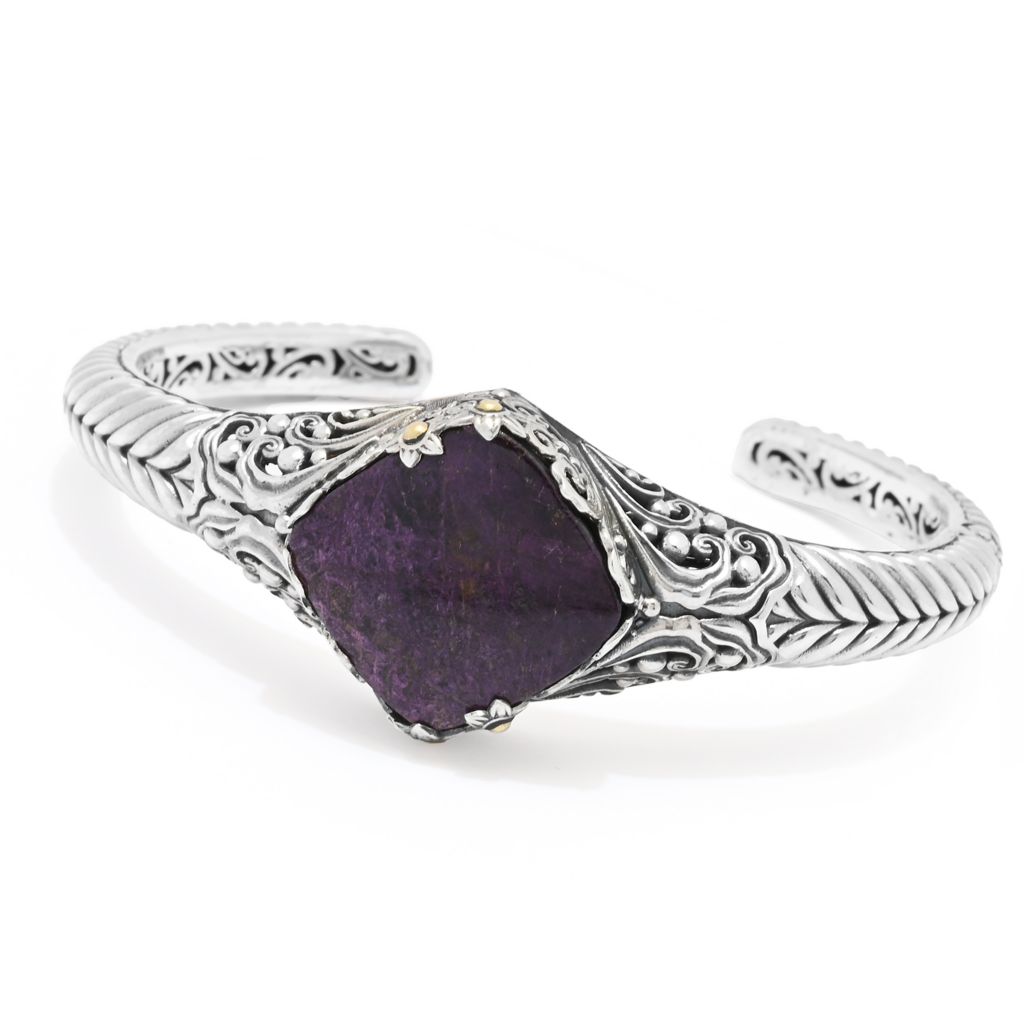 Artisan Silver by Samuel B. 18mm Purpurite Hinged Bangle Bracelet by Steals