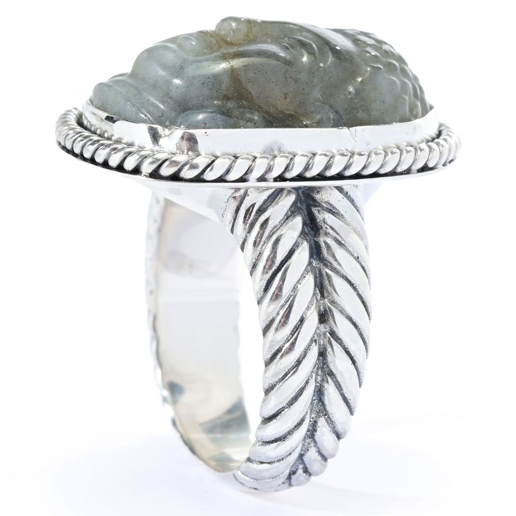 Artisan Silver by Samuel B. 22x16mm Carved Labradorite Buddha Head Ring by Steals