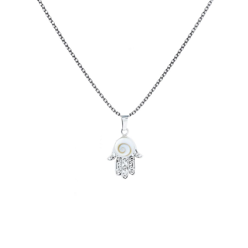 Artisan Silver by Samuel B. 9mm Shiva Eye Shell Hamsa Pendant w/ Chain by Steals