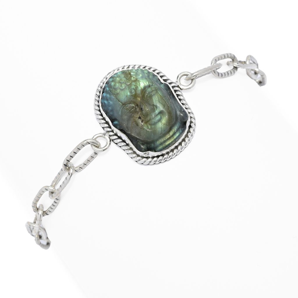 Artisan Silver by Samuel B. 22x16mm Carved Labradorite Buddha Head Bracelet by Steals