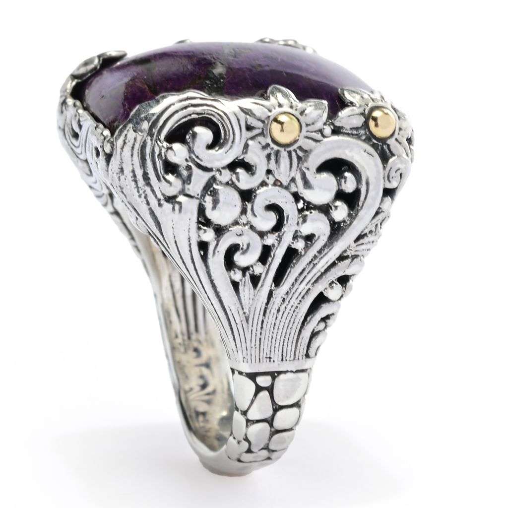 Artisan Silver by Samuel B. 18K Gold Accented 19x18mm Cushion Purpurite Ring by Steals