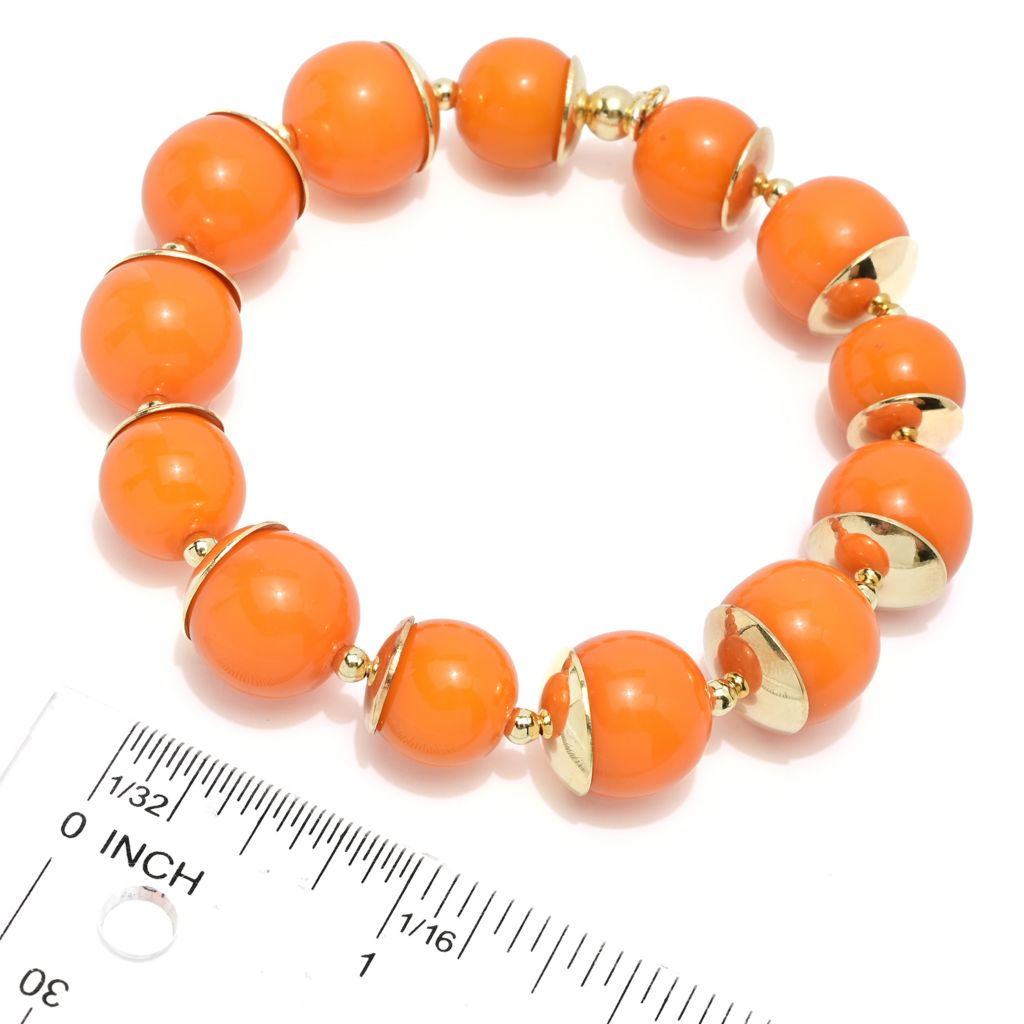 Graziella 23K Gold Plated Choice of Color 13mm Quartz Stretch Bracelet by Steals