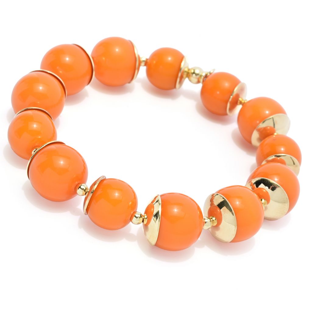 Graziella 23K Gold Plated Choice of Color 13mm Quartz Stretch Bracelet by Steals