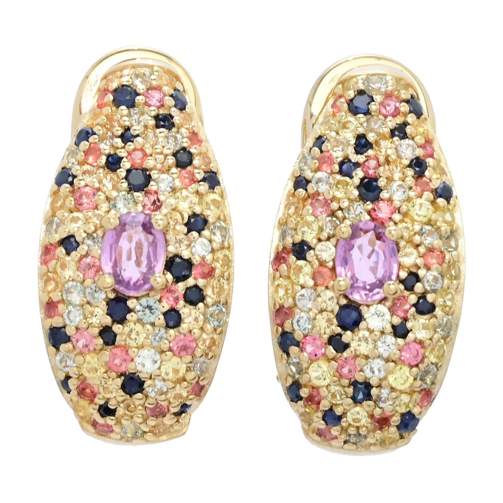 Gem Treasures 2.32ctw Oval & Round Multi Sapphire Mosaic Cluster Earrings by Steals