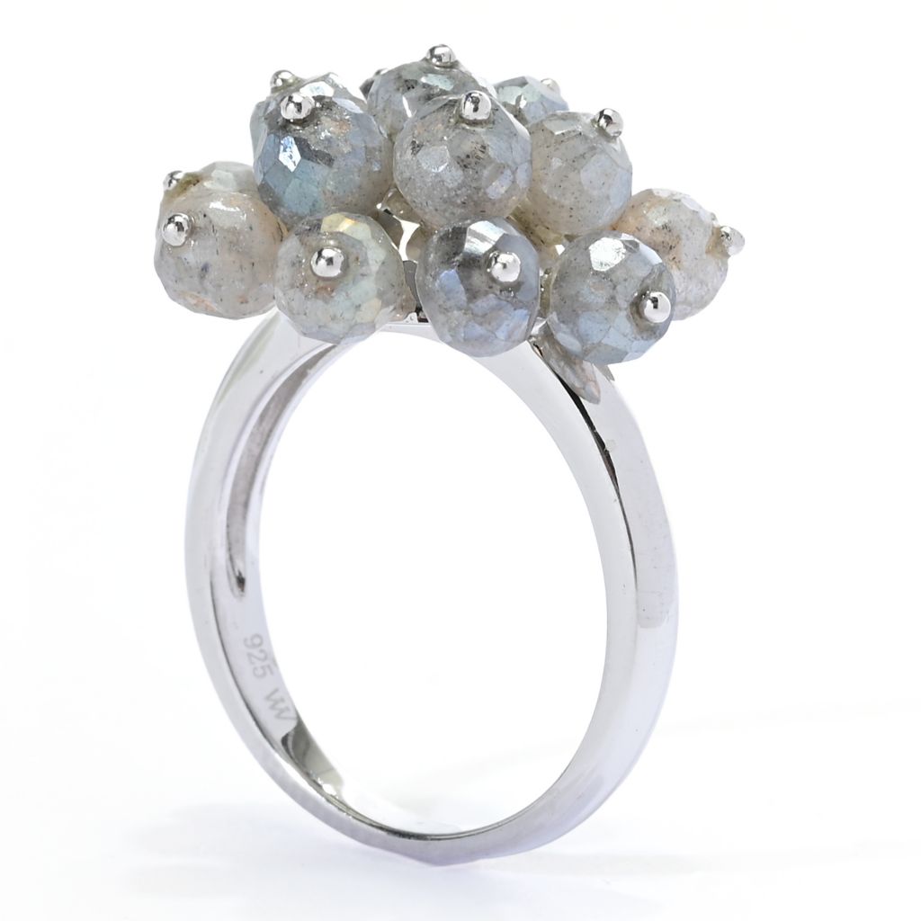Far East Jewelry Sterling Silver 5mm Round Labradorite Bead Ring by Steals