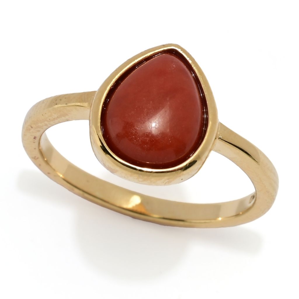 Far East Jewelry 14K Gold Plated Choice of Shape & Color Jade Stack Ring by Steals