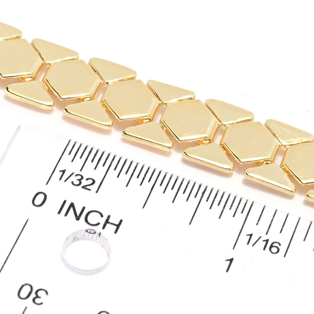 Toscana Italiana 18K Gold Plated Polished Geometric Link 7.5"+1" Bracelet by Steals
