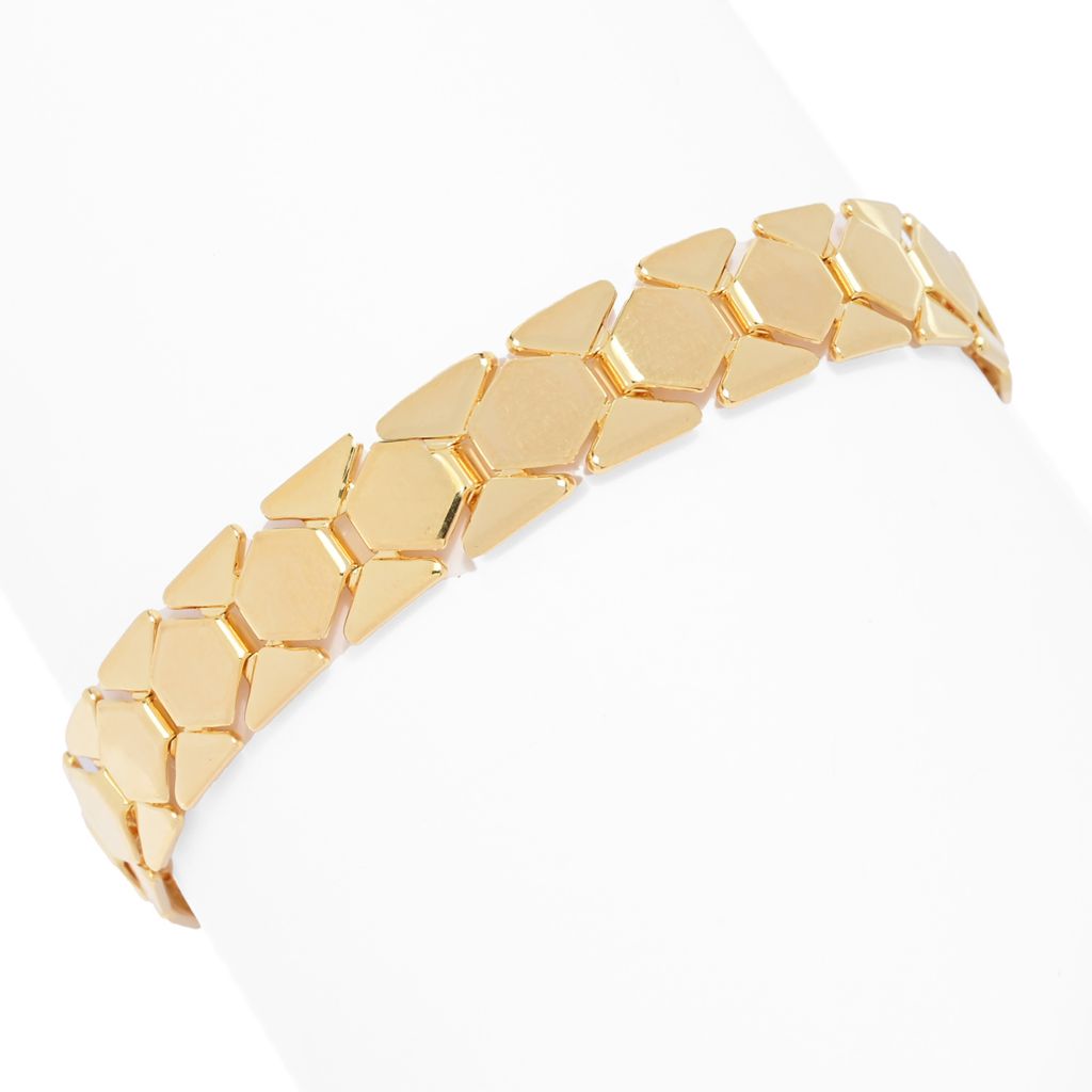 Toscana Italiana 18K Gold Plated Polished Geometric Link 7.5"+1" Bracelet by Steals